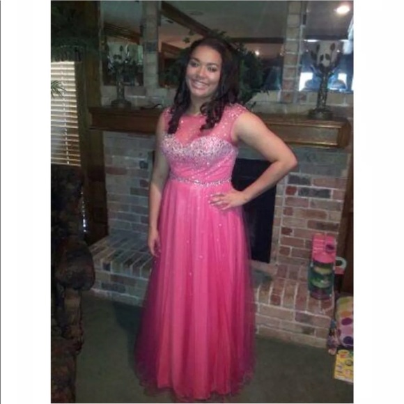 Pink Rhinestone Prom Dress - Picture 3 of 3